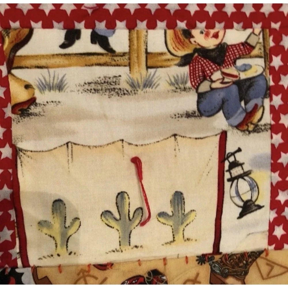 Baby Quilt with Cowboys and Western .  Size 47.5 x 37